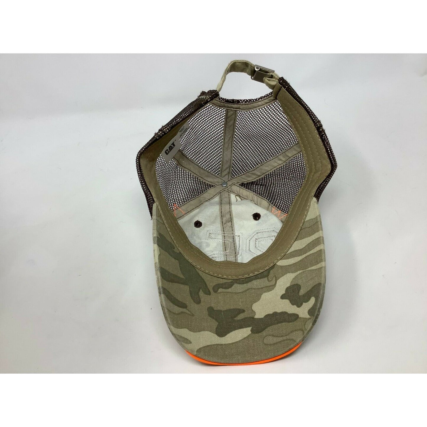 Caterpillar CAT Camo Meshback Snapback Hat Cap w/ Orange 25 Patch