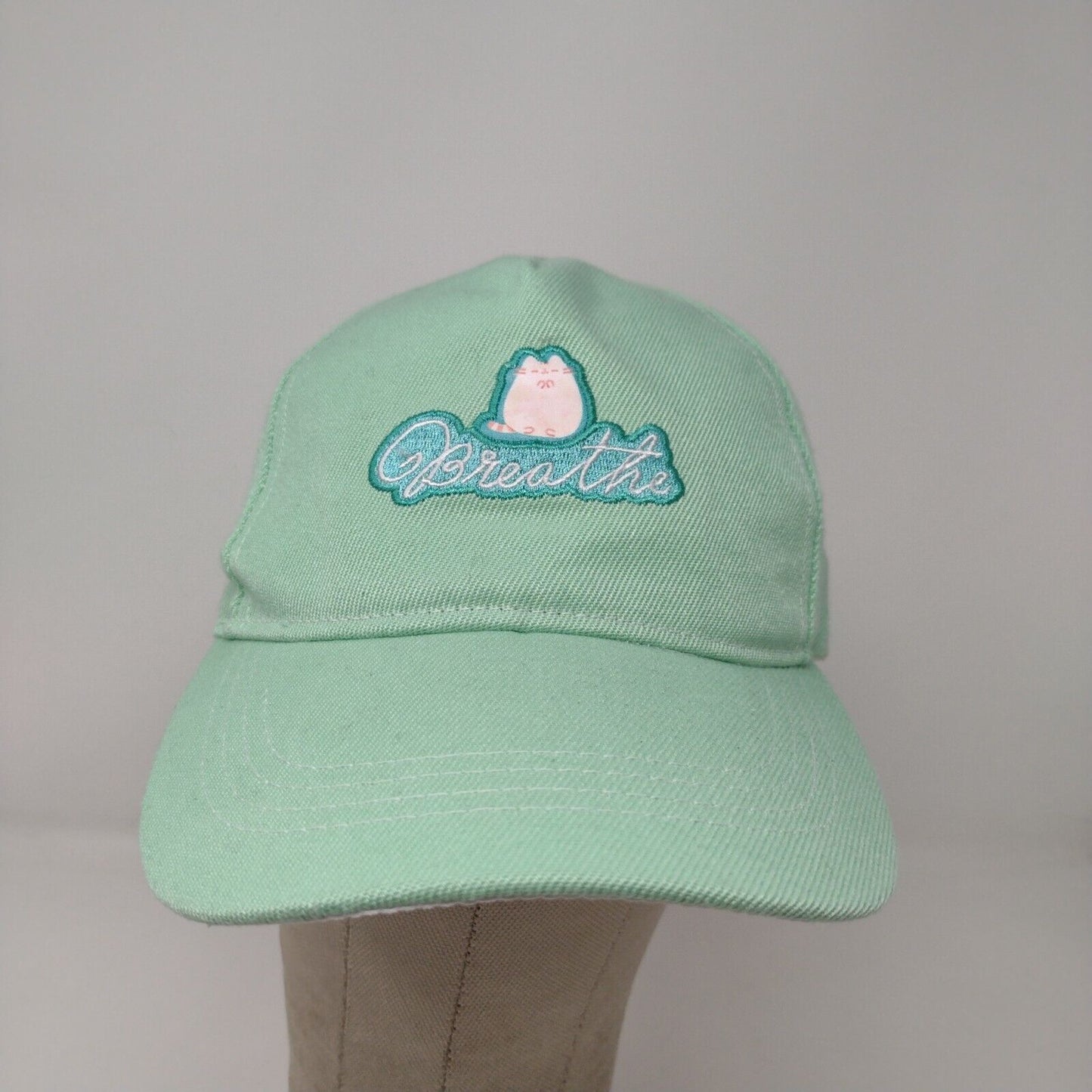 Pusheen Women's Slideback Hat Green Adjustable Embroidered Cat Logo Breathe