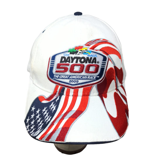 Chase Authentics NASCAR Daytona 500 Strapback Hat White OSFM 2009 Embroidered