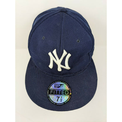 New Era Hat Cap New York Yankees MLB Size 7 1/2 Embroidered Logo Blue Baseball