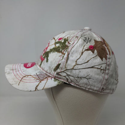 Realtree Women's Strapback Hat Winter Camo Embroidered Logo Pink