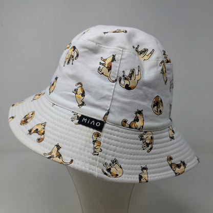 Mino Women's Bucket Hat White All Over Print Cat Graphic Reversible