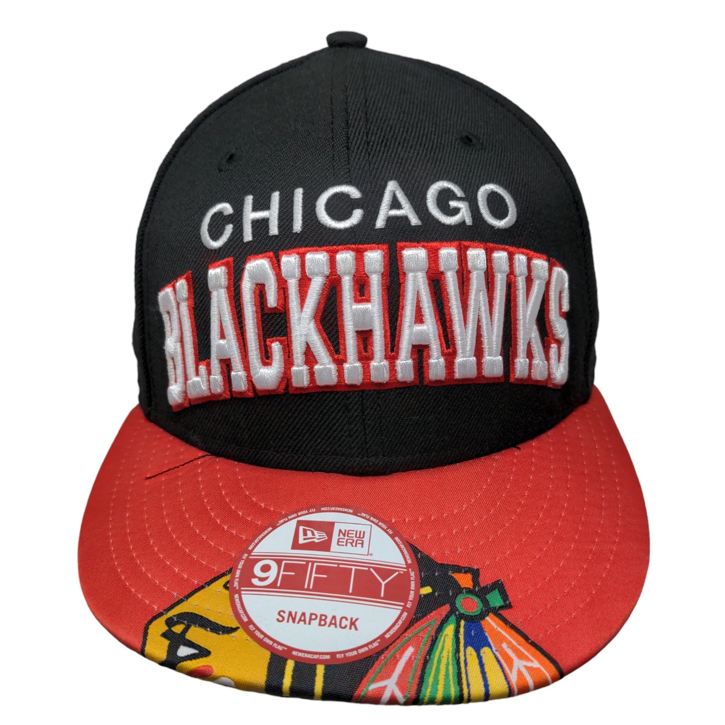 New Era 9Fifty Men's NHL Chicago Blackhawks Snapback Hat Black OSFM Big Logo