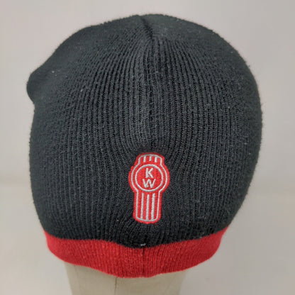 KW Kenworth Men's Beanie Hat Black Red Embroidered Logo Spell Out
