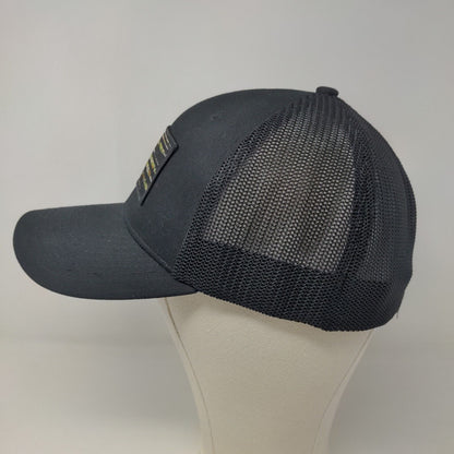Unbranded Men's Fitted Mesh Back Hat Black Embroidered Flag Logo