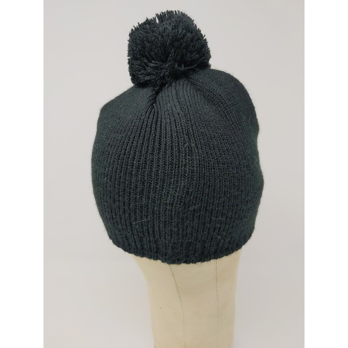 Made With Love Ireland Beanie Hat Green Shiny Pom Pom Black Knit Acrylic