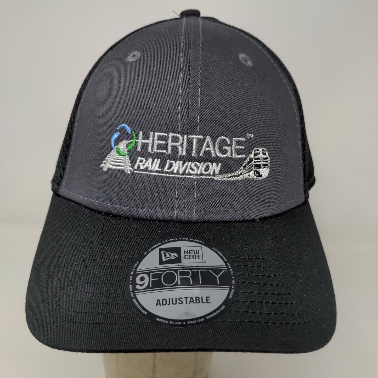 New Era Men's 9Forty Heritage Rail Division Snapback Mesh Back Hat Black OSFM