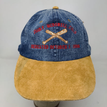 Nissin Men's John P. McDowell Field Dedication Hat Blue Tan Vintage 2000 Y2K