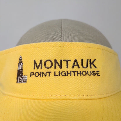 Montauk Point Lighthouse Yellow Visor Strap Back Adjustable Otto Headwear OSFM