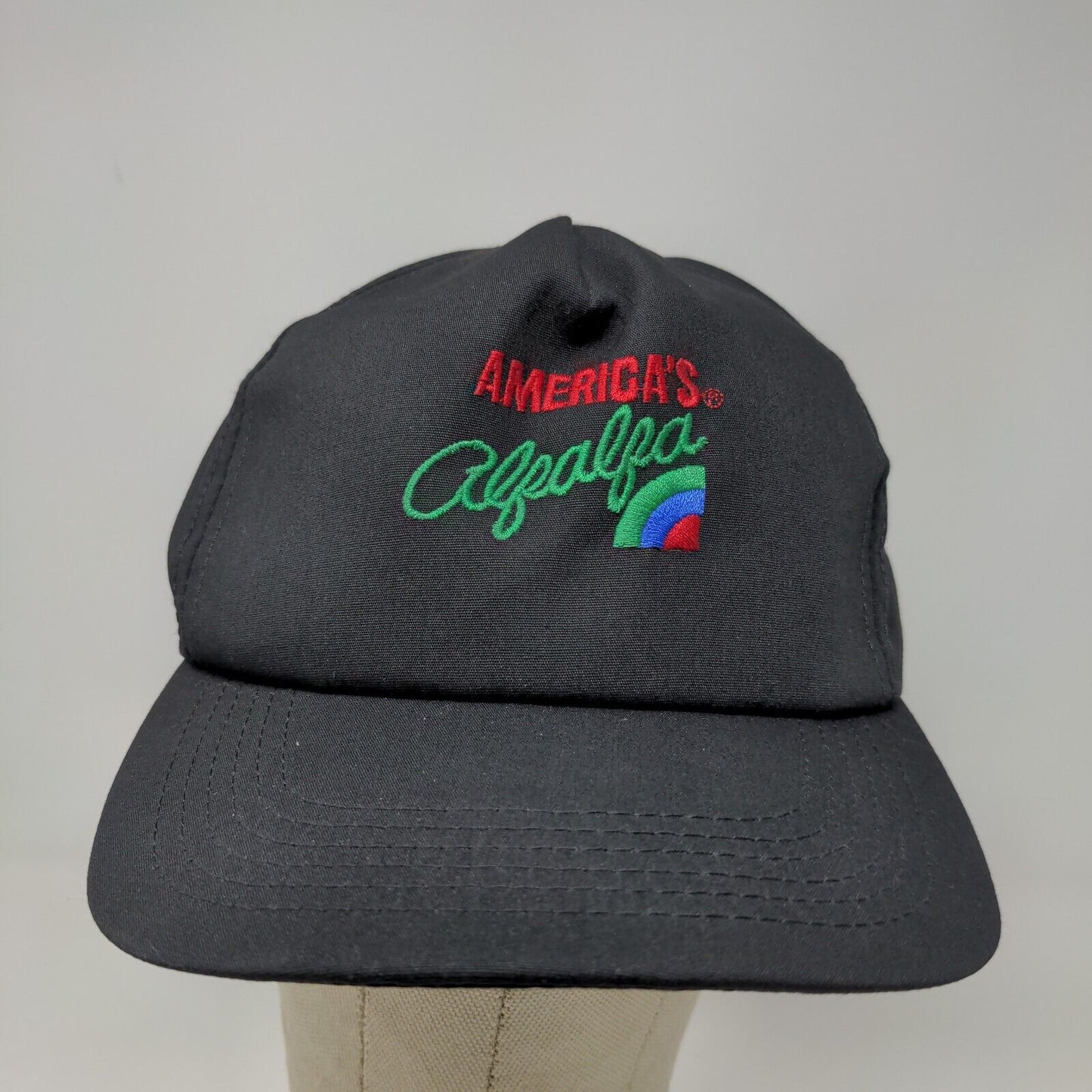 America's Alfalfa Men's Snapback Hat Black Adjustable Embroidered Logo