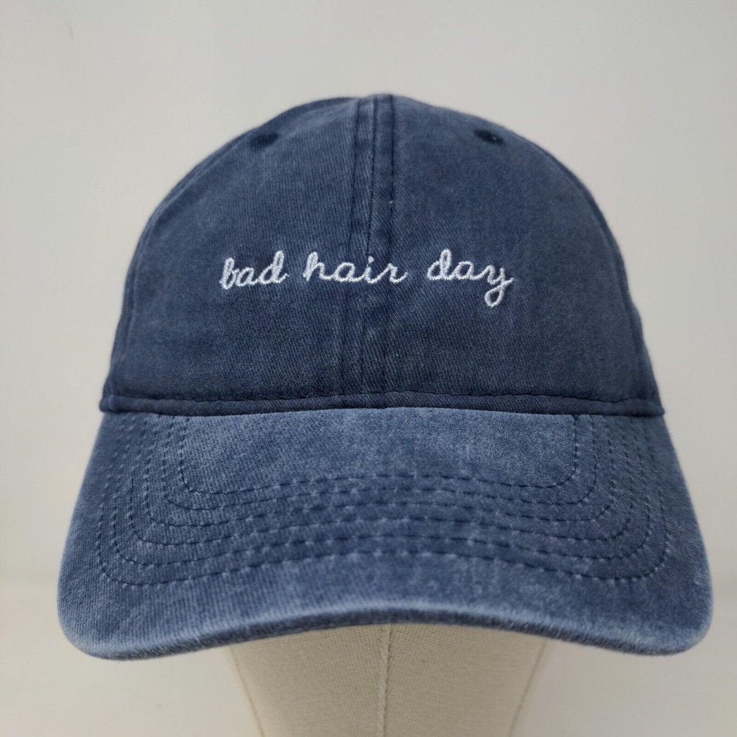 Unbranded Women's Slideback Hat Blue Adjustable Embroidered Bad Hair Day