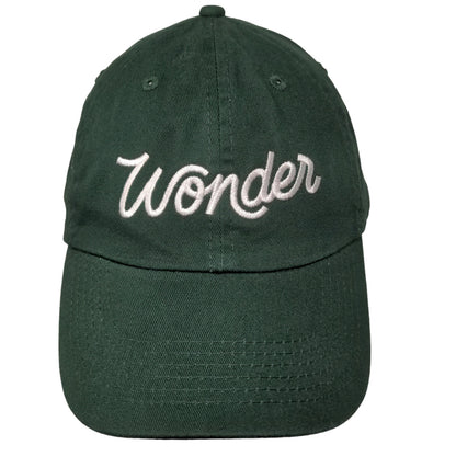 Unbranded Men's Slideback Hat Green Adjustable Embroidered Wonder Logo Cotton