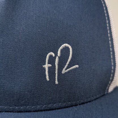 Unbranded Men's Mesh Back Snapback Hat Blue White Embroidered FI2 Logo
