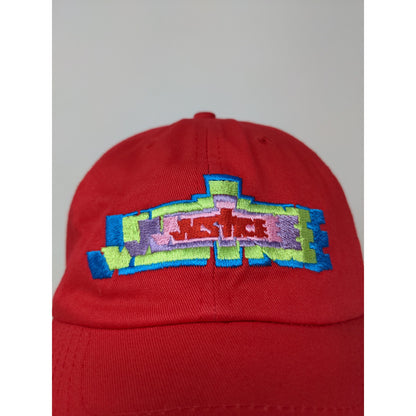 Justice Red Embroidered Logo Slideback Hat Red 100% Cotton Logo