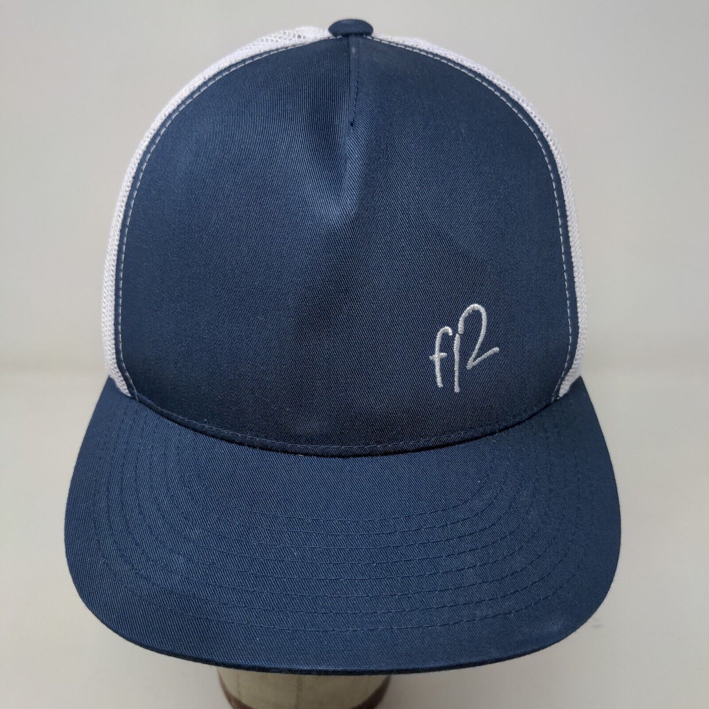 Unbranded Men's Mesh Back Snapback Hat Blue White Embroidered FI2 Logo