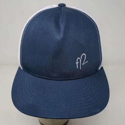 Unbranded Men's Mesh Back Snapback Hat Blue White Embroidered FI2 Logo