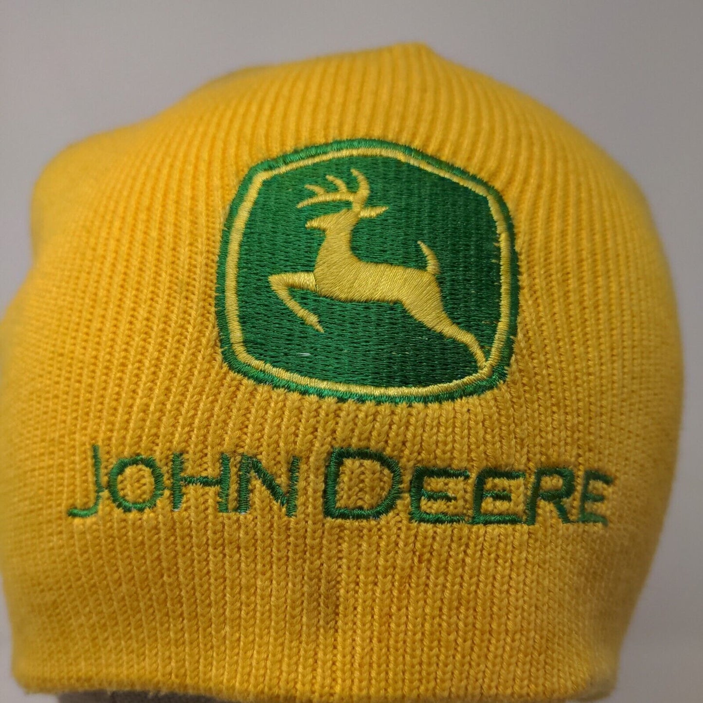 John Deere Boy's Knit Beanie Hat Yellow O/S 4-18 Embroidered Logo