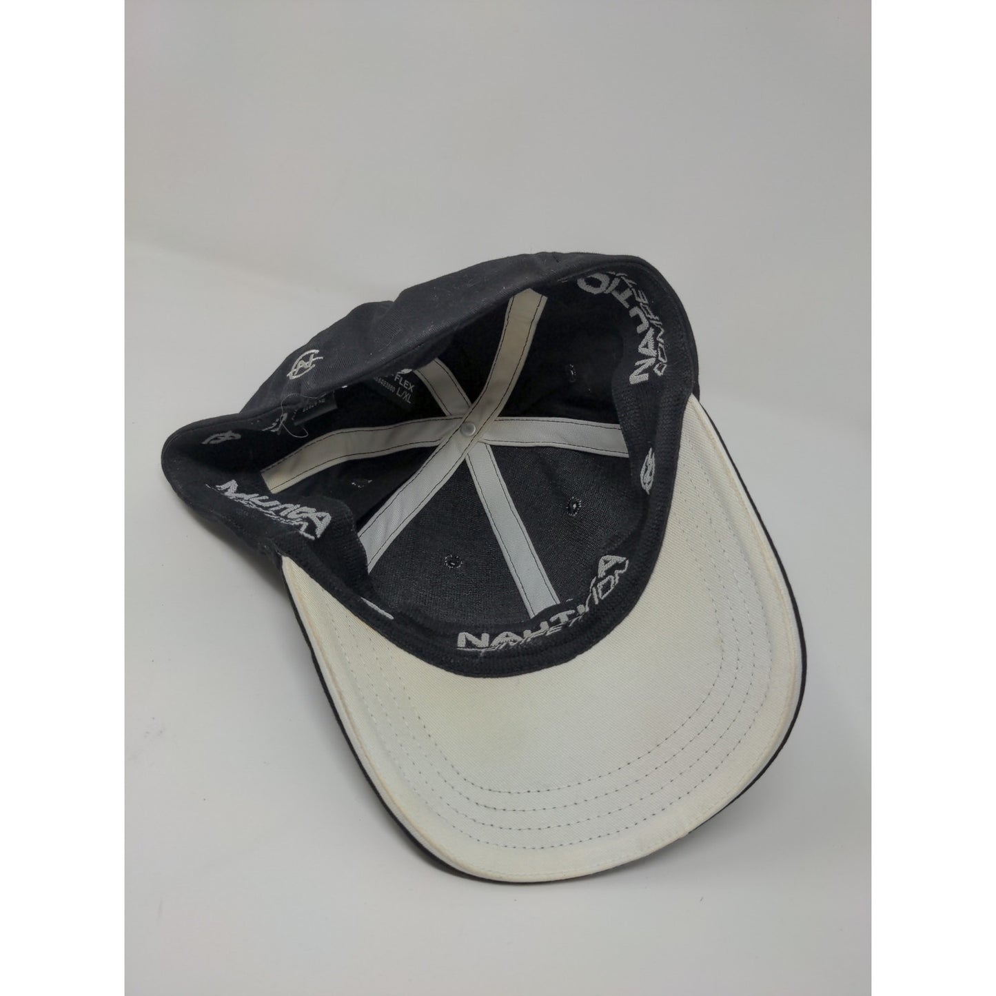 Nautica Competition Fitted Hat Size L/XL Black Embroidered Spell Out