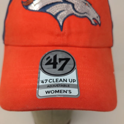 '47 Brand Womens NFL Denver Broncos Slideback Hat Orange Blue Sequin Bling