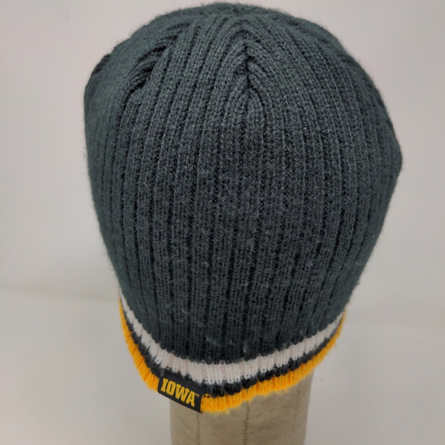 Franchise Club Iowa Hawkeyes Men's Knit Beanie Hat Black Embroidered Bird Logo