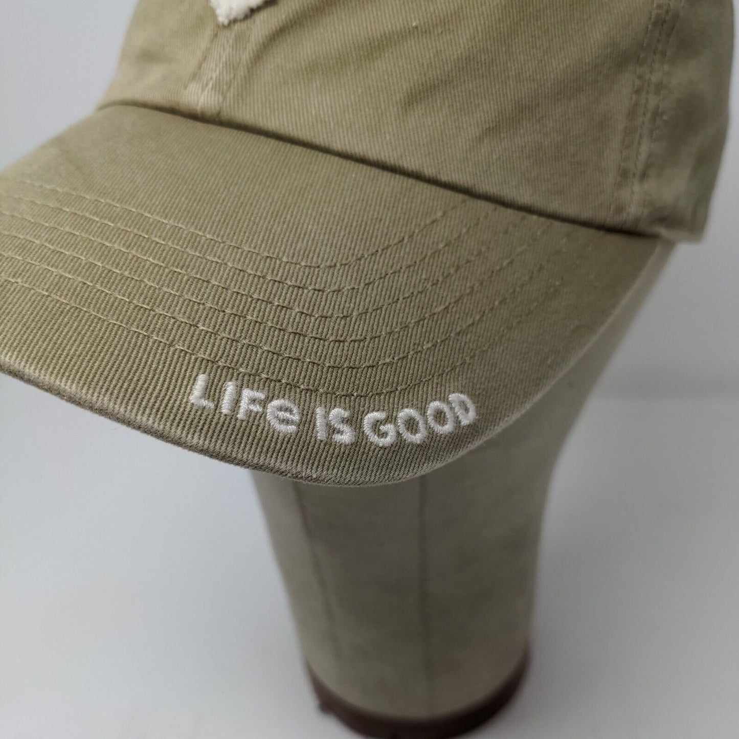 Life Is Good Slideback Hat Green Beige Adjustable Be Kind Embroidered Logo