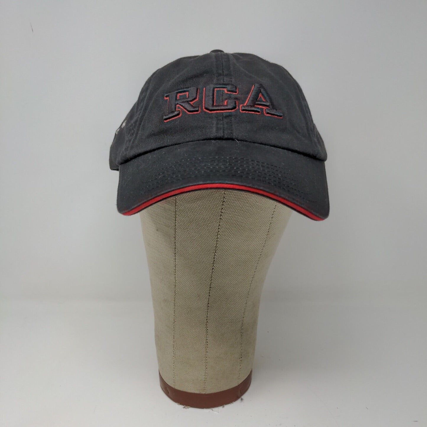 RCA Embroidered Strapback Hat Cap Black Red Accents 100% Cotton