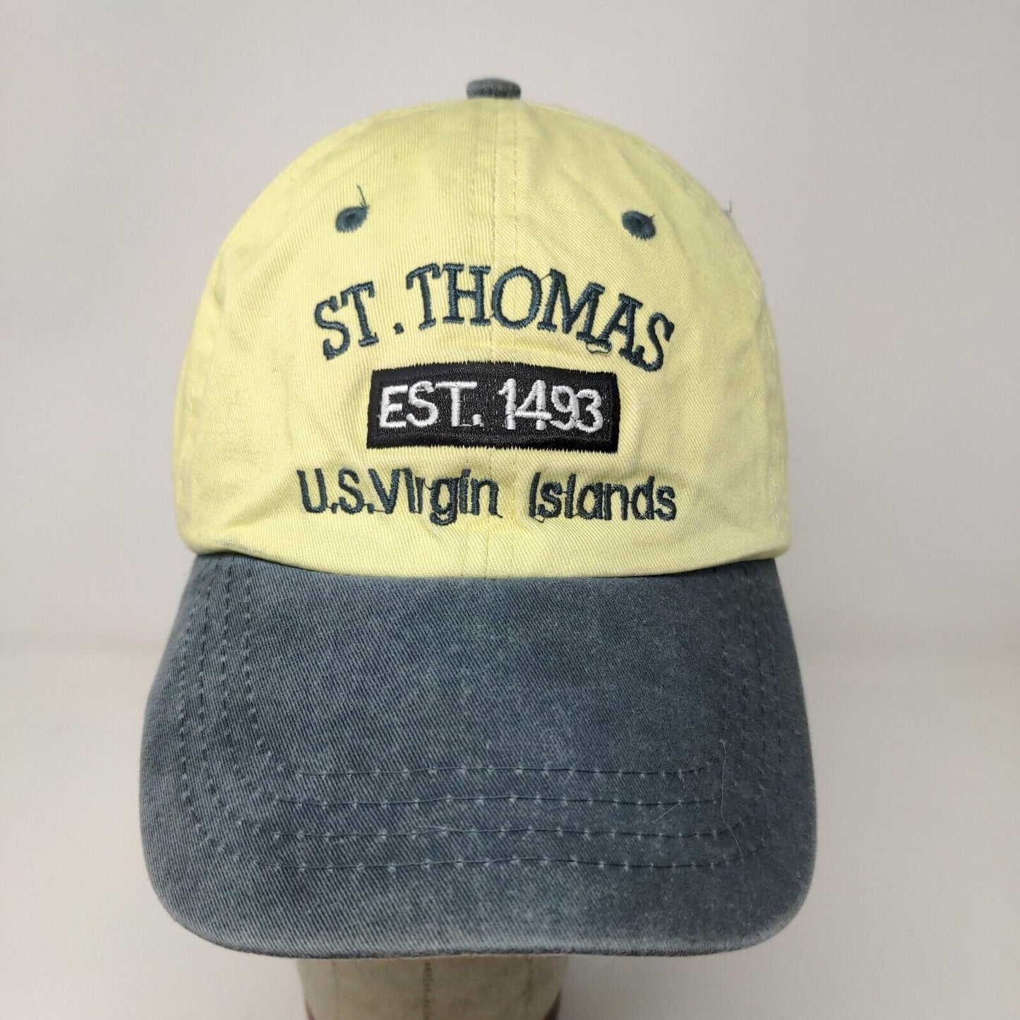 St. Thomas U.S. Virgin Islands Strapback Hat Yellow Adjustable Embroidered Logo