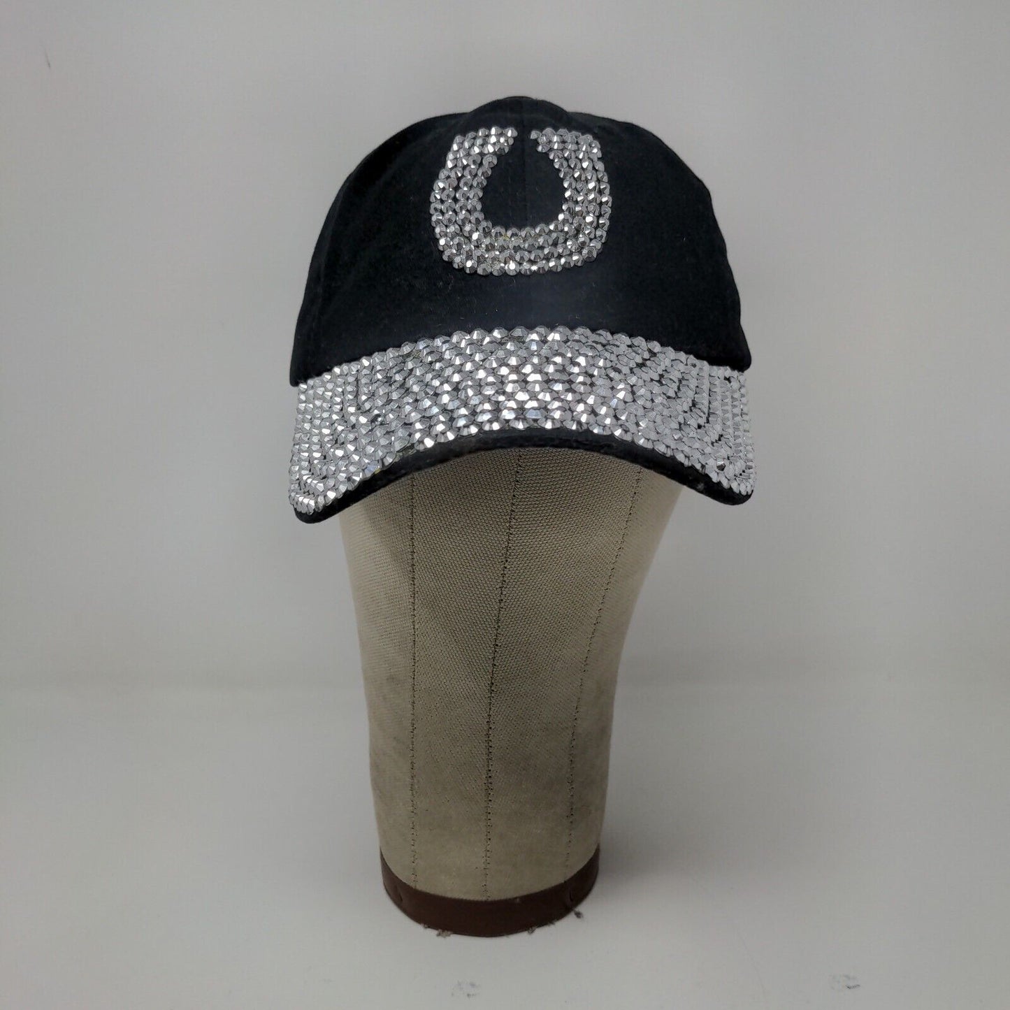 Horseshoe Studded Black Baseball Hat Cap Slide Back Adjustable Horse Logo