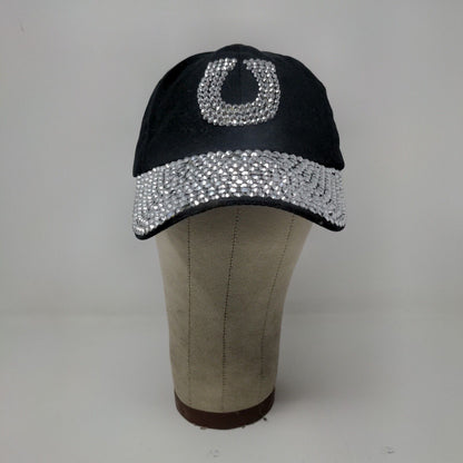 Horseshoe Studded Black Baseball Hat Cap Slide Back Adjustable Horse Logo