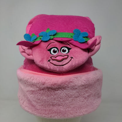 Dreamworks Trolls Girl's Poppy Christmas Cap Hat Pink Vegan Fur Pom Pom