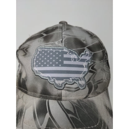 Patriotic Embroidered American Flag Patch Strapback Gray Hat Stains