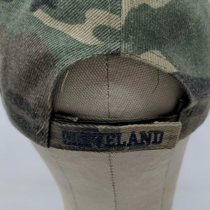 Cleveland Camo Strapback Hat Embroidered Wave Green Brown Blue Spell Out