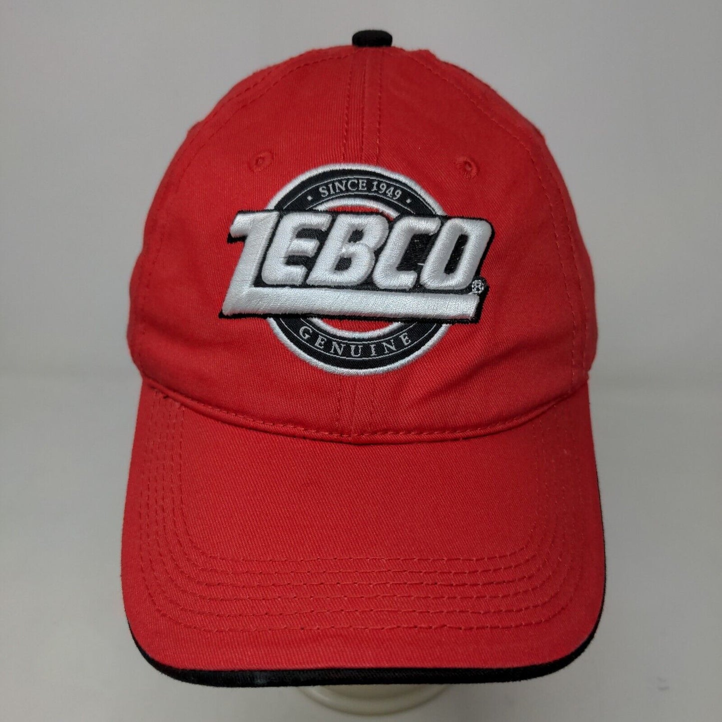 Corpro Men's Strapback Hat Red Size OSFM Embroidered Zebco Logo 100% Cotton