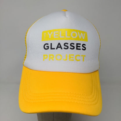 Dollar General Mens Yellow Glasses Project Snapback Mesh Back Hat Yellow White