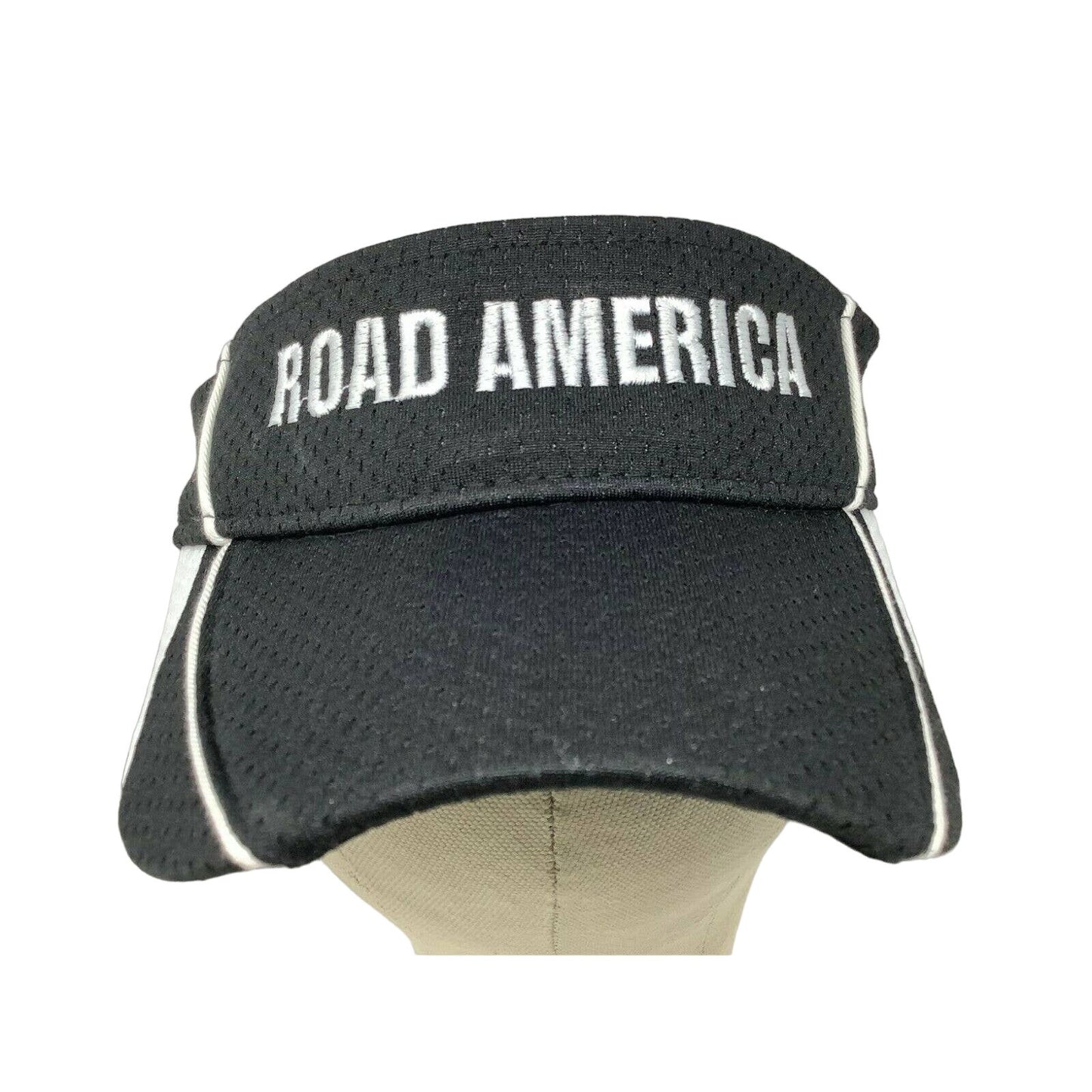 Road America Augusta Sportswear Visor Black & White Size Adult Hook & Loop