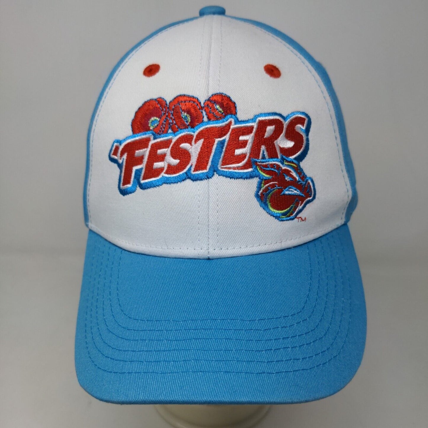 Melonwear Men's Strapback Hat Blue White Adjustable Embroidered Fester's Logo