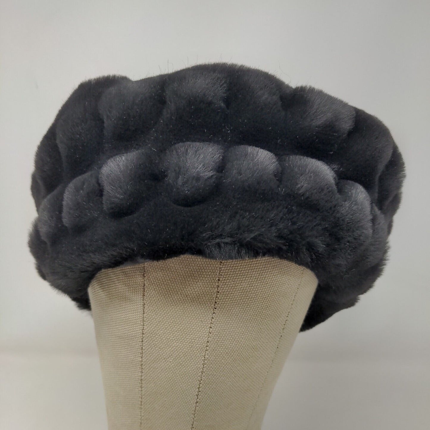 Midnight Velvet Womens Vegan Fur Hat Wool Blend Black Size NOE