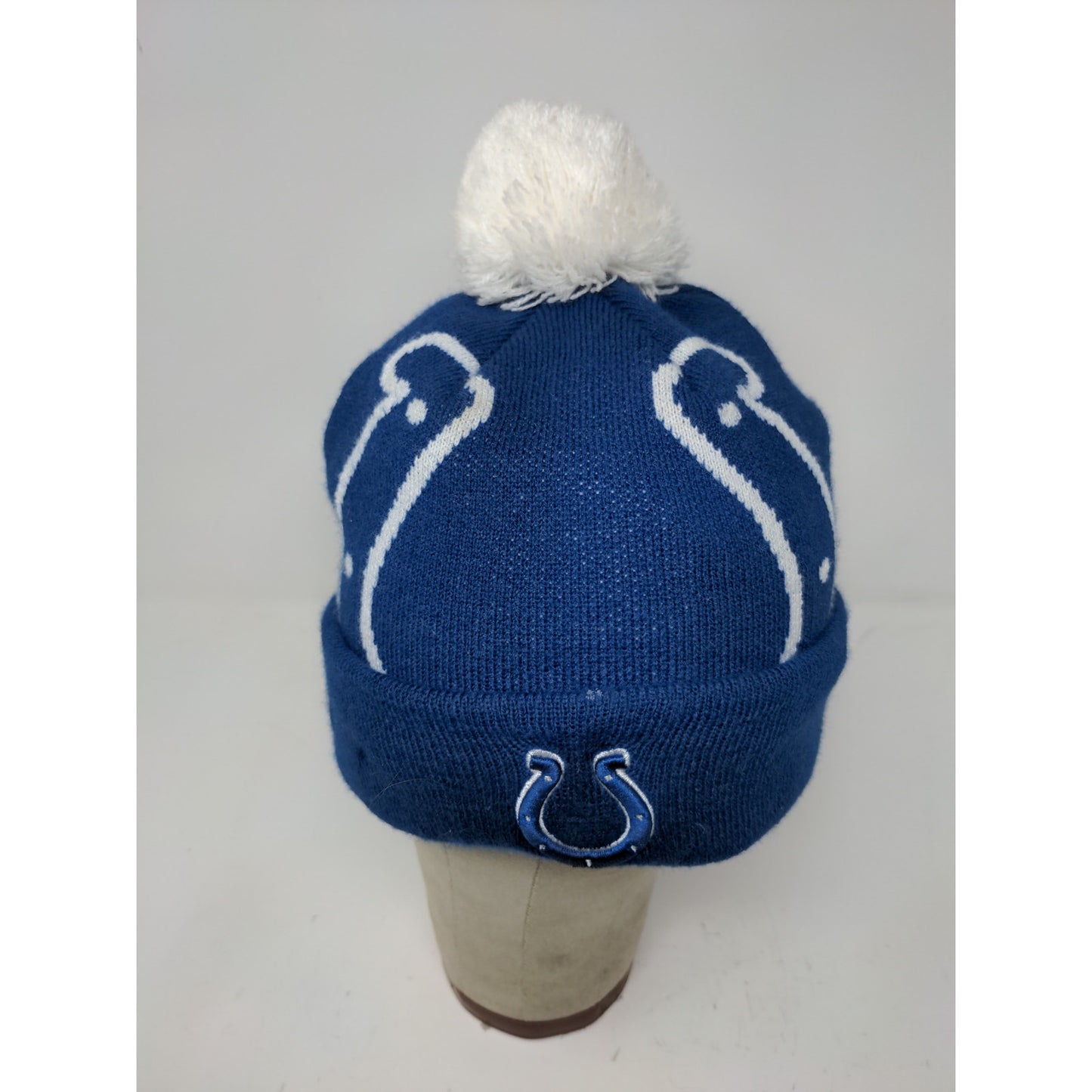 New Era NFL Indianapolis Colts Football Beanie Hat Embroidered Logo Pom Pom Blue