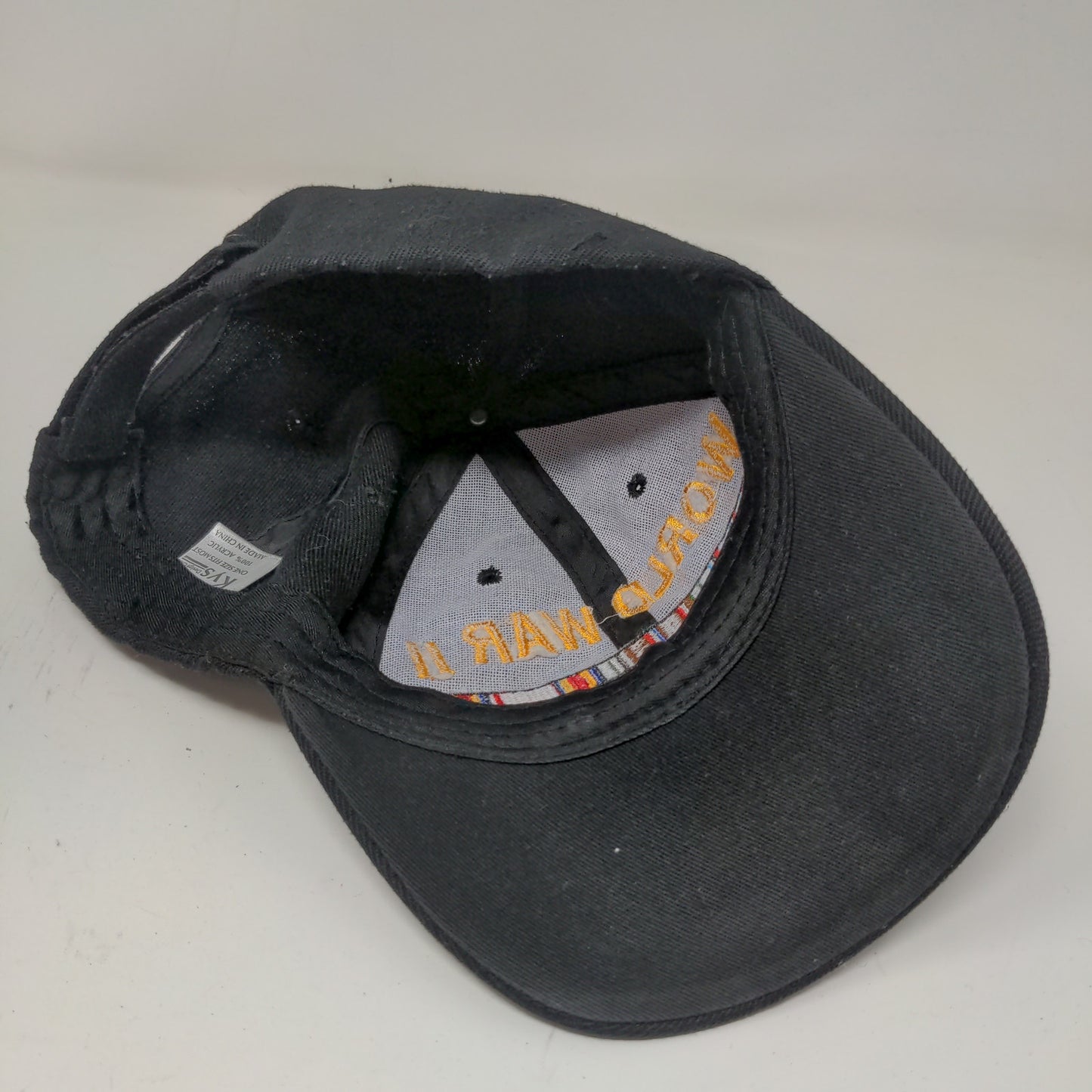 World War II Veteran Strapback Hat Black OSFM Embroidered Logo