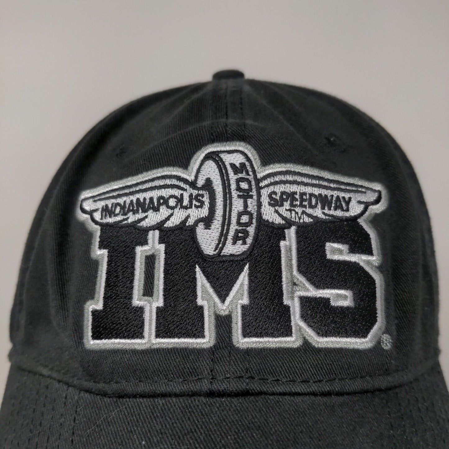 Indianapolis Motor Speedway IMS Strapback Hat Embroidered Logo Racing Black OSFM