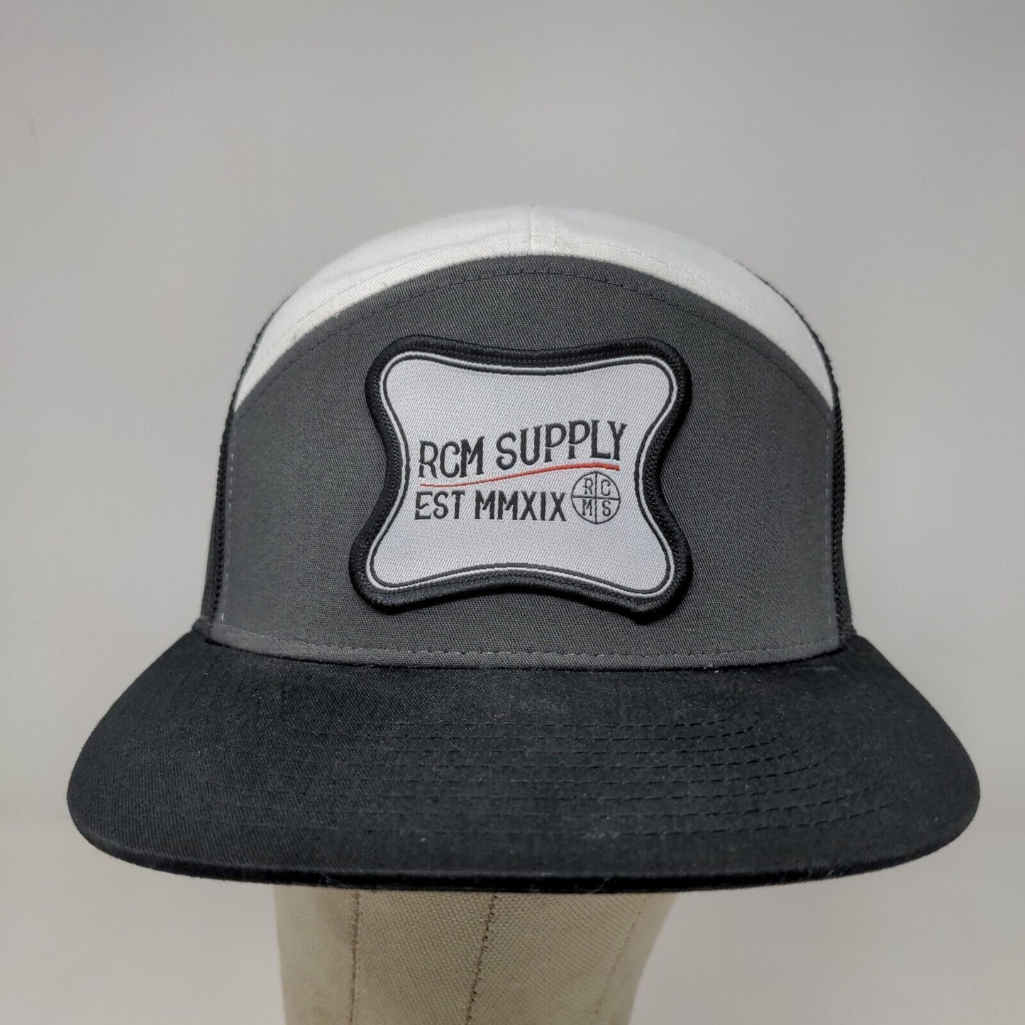 RCM Supply Men's Snapback Mesh Back Hat Cap Black Gray Patch Logo