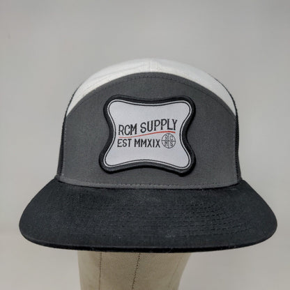 RCM Supply Men's Snapback Mesh Back Hat Cap Black Gray Patch Logo