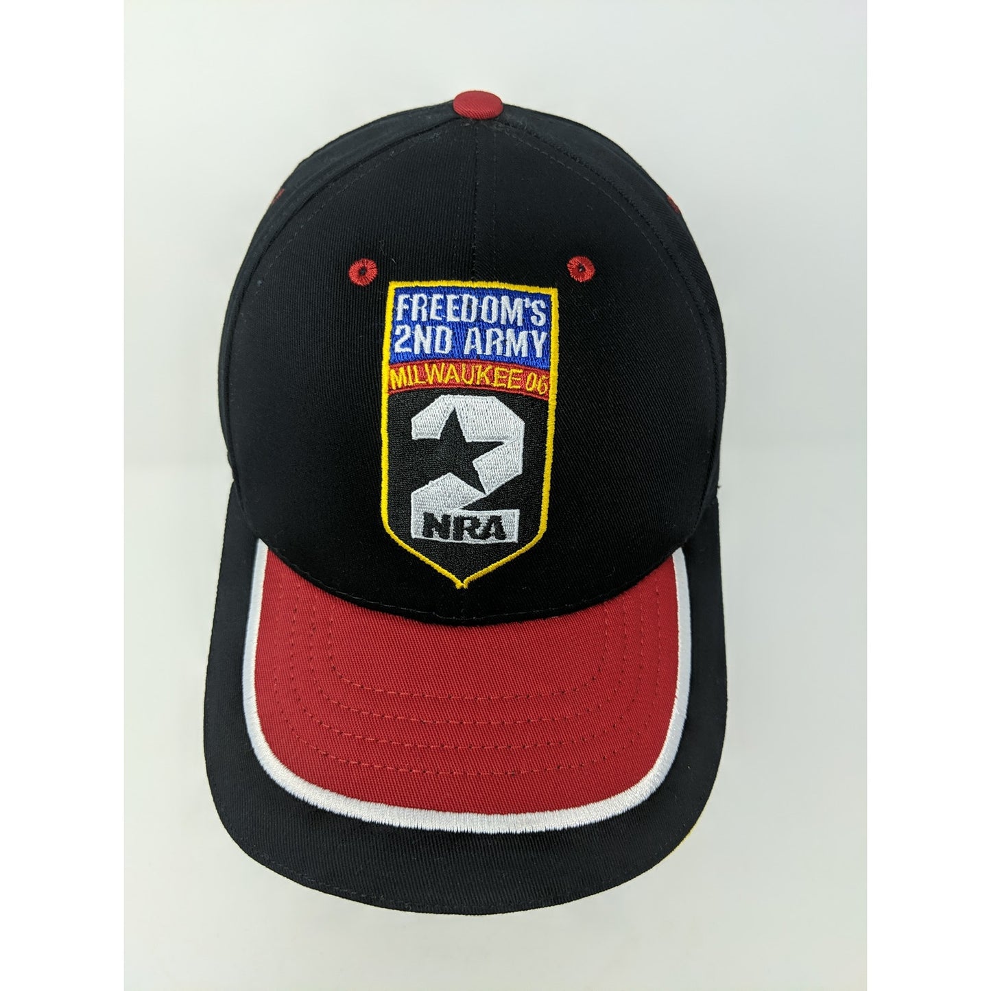 Mens NRA Milwaukee 135th Annual Meeting 06 Strapback Hat Black & Red Embroidered