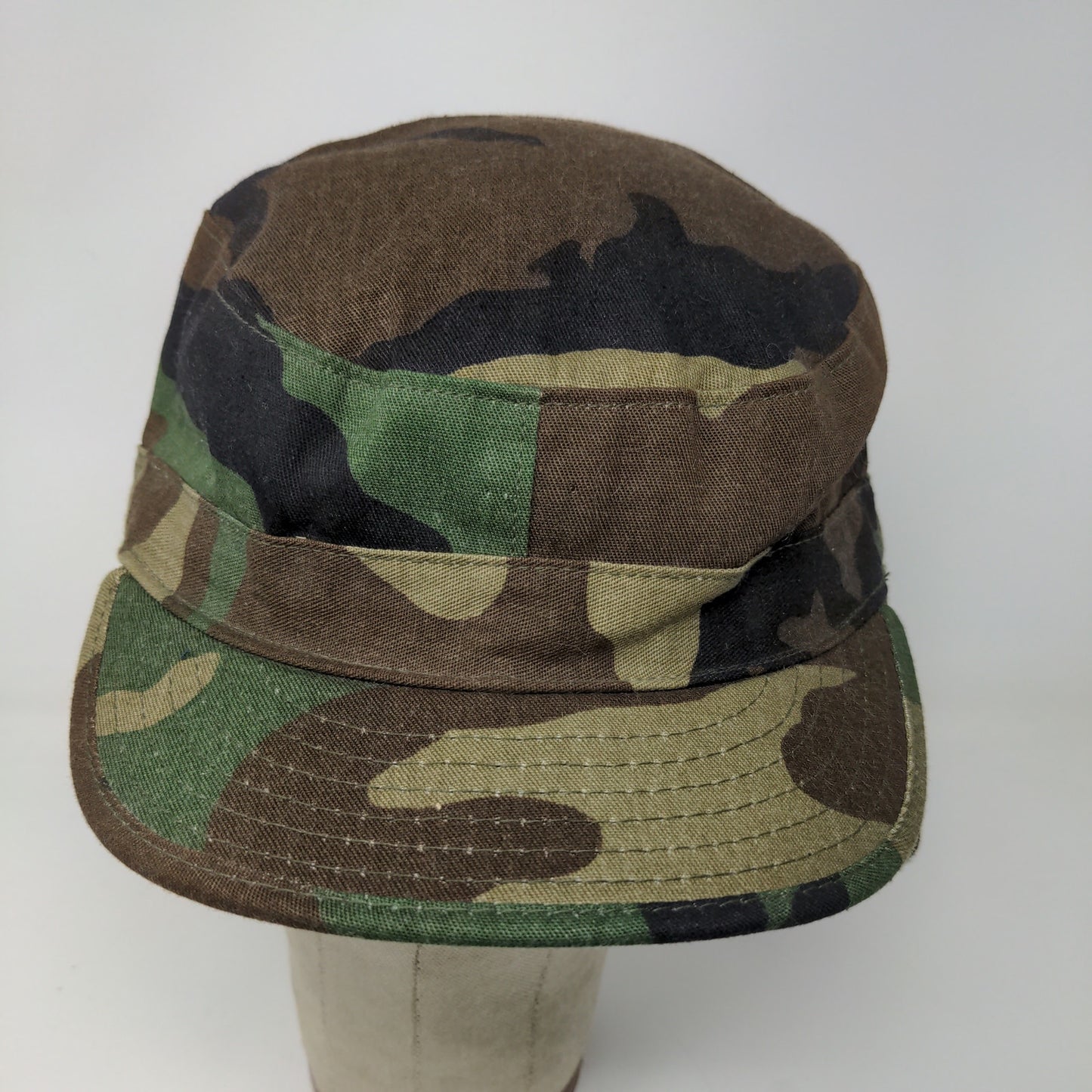 U.S. Military BDU Combat Cap Green Brown Camo Size 7.5 Ear Flaps
