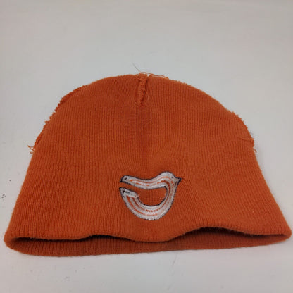 Yupoong Men's Knit Beanie Hat Orange Chicago Bears Embroidered Logo