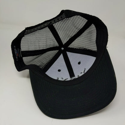 Cap America Snapback Meshback Hat Black Dark Green Camo Embroidered