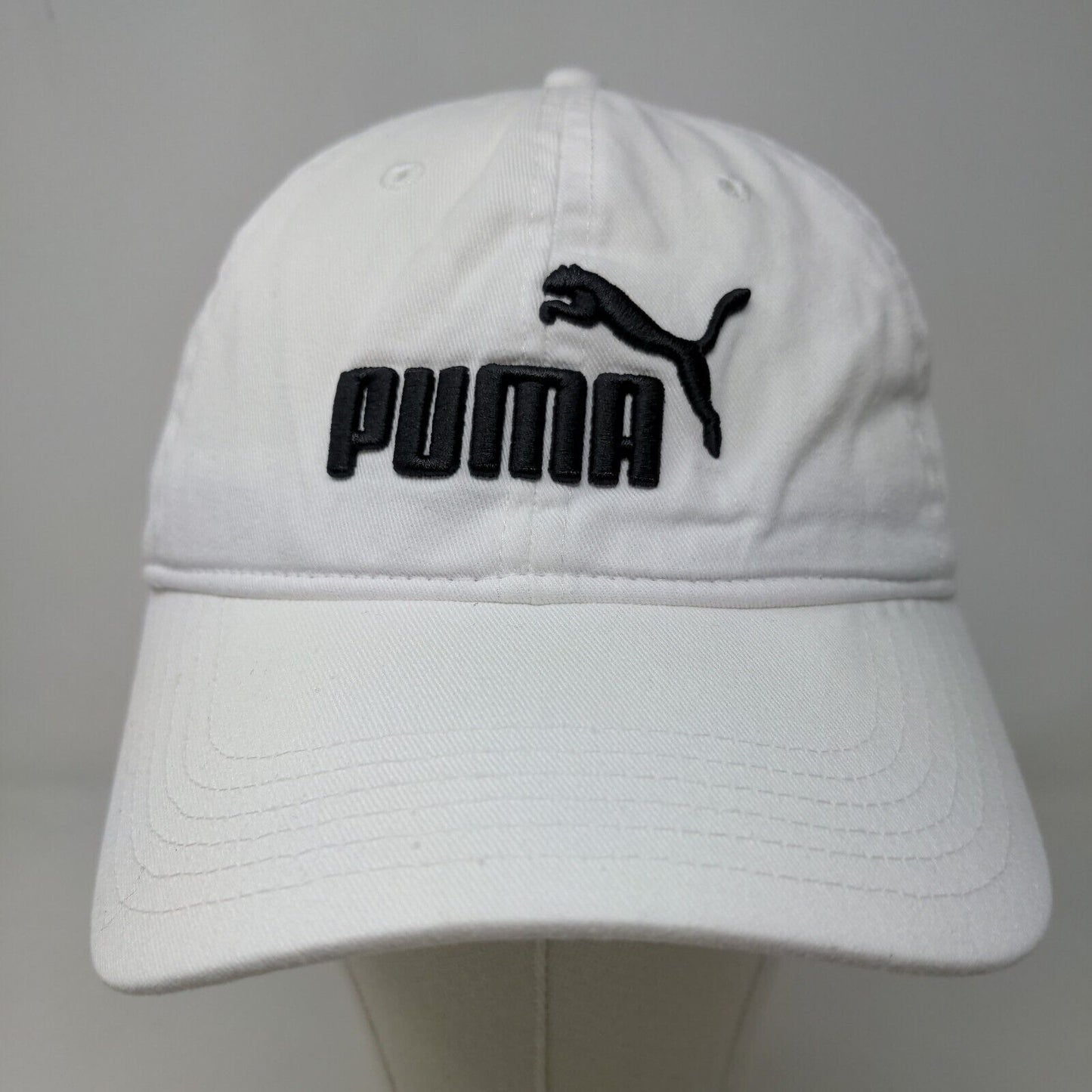 Puma Men's Slideback Hat White One Size Embroidered Logo 100% Cotton