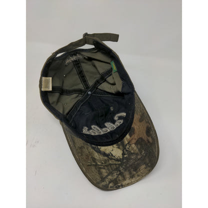 Cabelas Camo Slideback Hat OSFM Thick Embroidered Logo Cap Green Brown