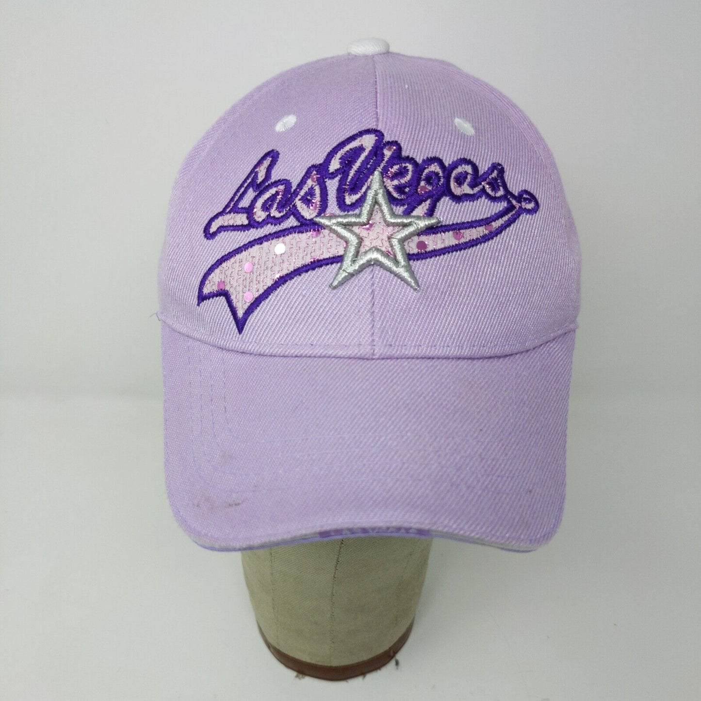 Purple LAS VEGAS baseball cap hat with Silver Star Embroidered Adjustable