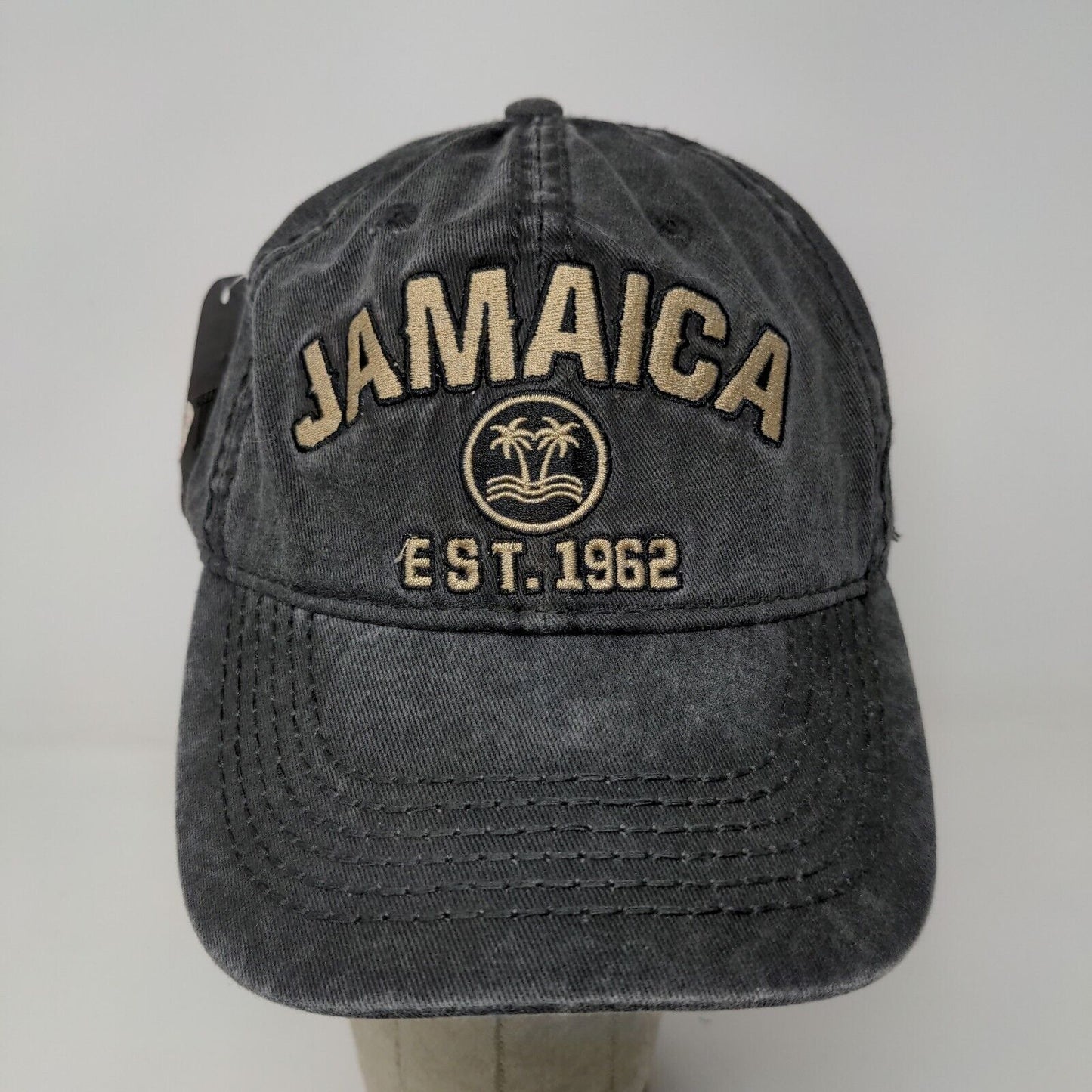 Lifestyle Jamaica Strapback Hat Gray Embroidered Logo Cotton Adjustable W/Tags